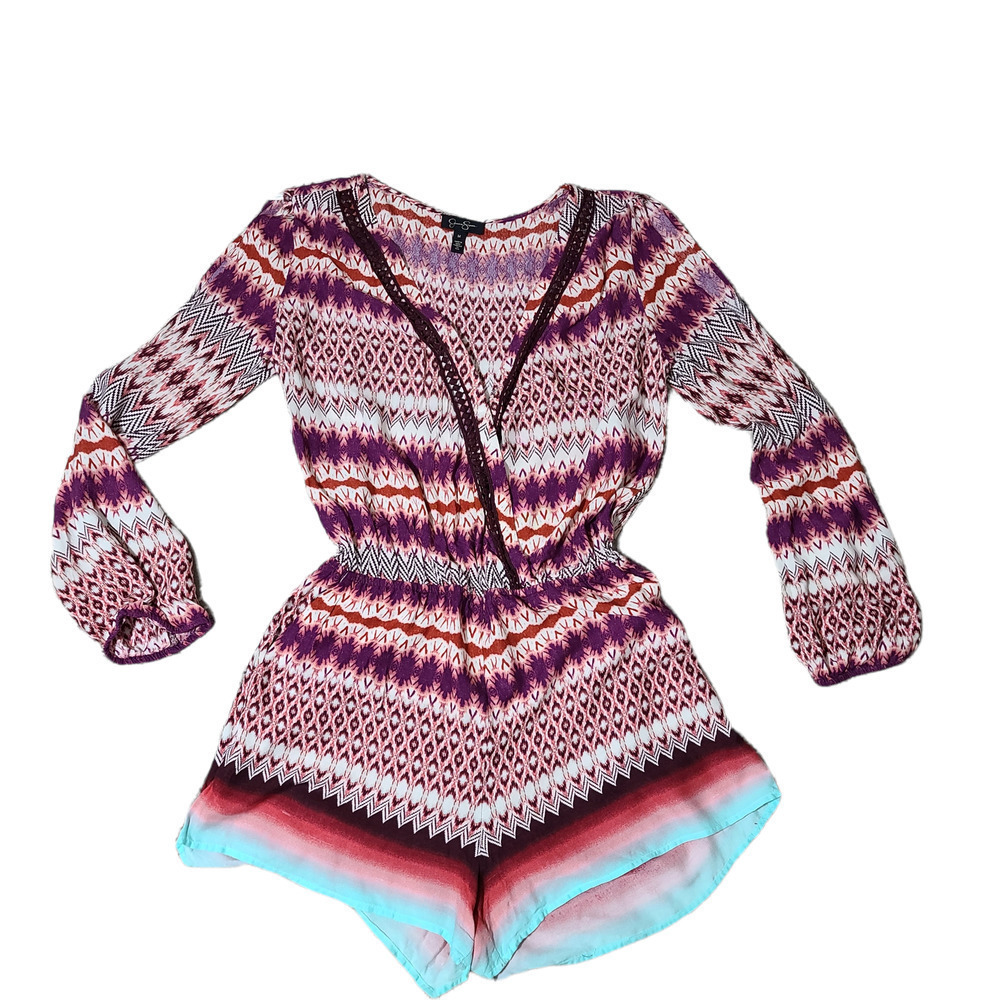 Jessica Simpson romper long sleeve v neck sz M